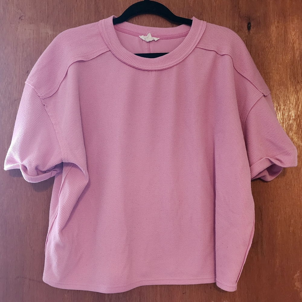 Blu Pepper Pink Ribbed Knit Top